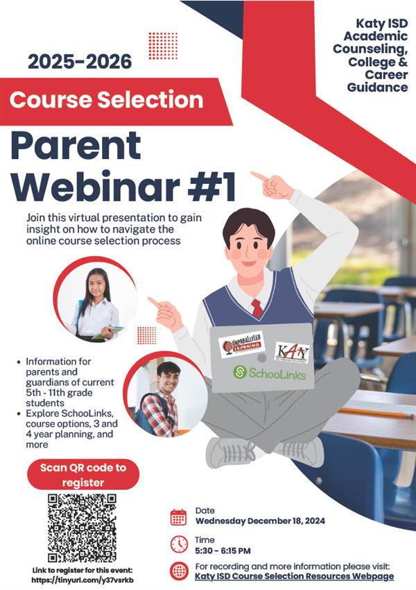 Course Selection Webinar December 18, 2025 5:30-6:15pm To register go to https://tinyurl.com/y37vsrkb